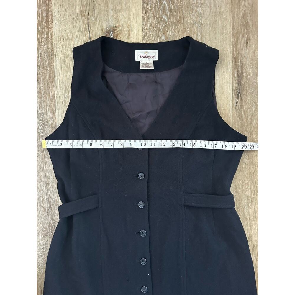 Worthington 100% Wool Black Sleeveless Button Front Dress Womens 14 Lined Midi - Picture 6 of 6